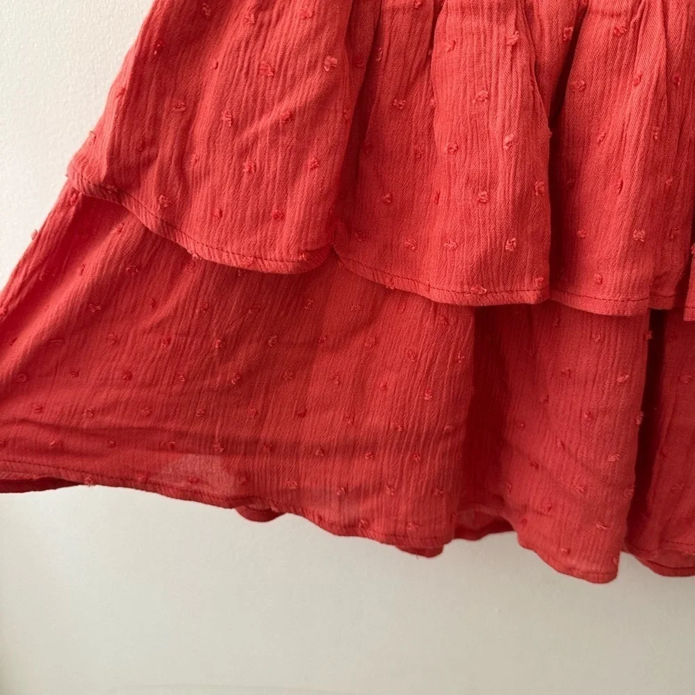 Altar’d State Mini Skirt Flowy Swiss Dot Skater Skirt orange size XS NWT